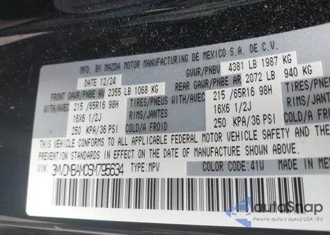 2025 Mazda Cx-30 2.5 S from USA, damaged, VIN 3MVDMBAM0SM795634